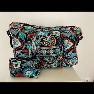 Vera Bradley Java Blue Travel & Makeup Bag